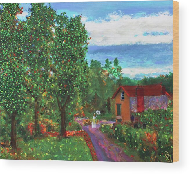 Giverny Wood Print featuring the painting Carefree in Giverny by Deborah Boyd