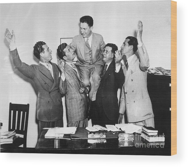 People Wood Print featuring the photograph Schecter Brothers Celebrating Court by Bettmann