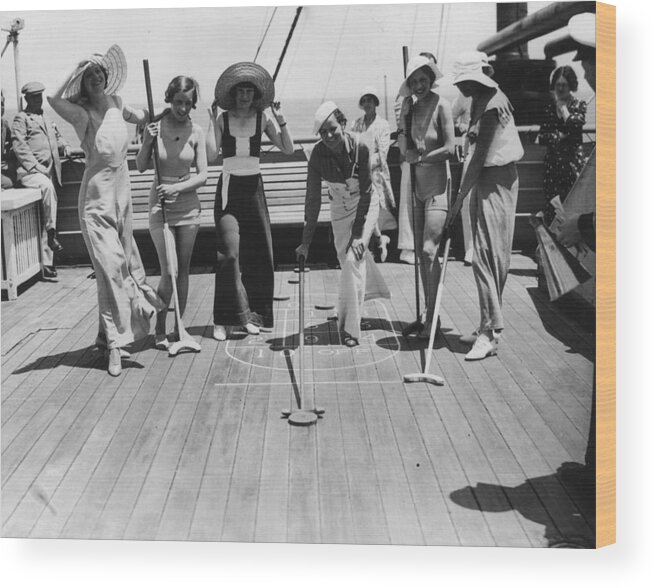 1930-1939 Wood Print featuring the photograph Shuffleboard by Fox Photos