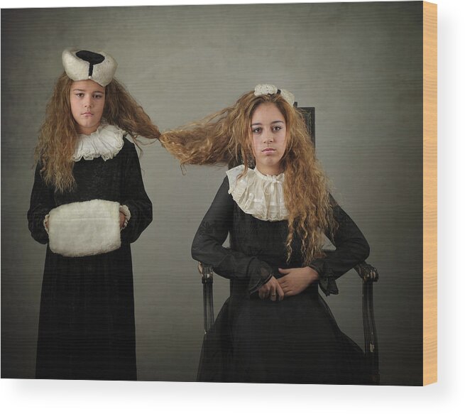 Portrait Wood Print featuring the photograph Sisters by Monika Vanhercke