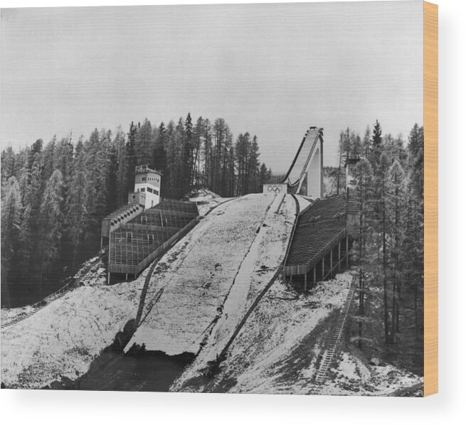 Skiing Wood Print featuring the photograph Ski Jump by Central Press