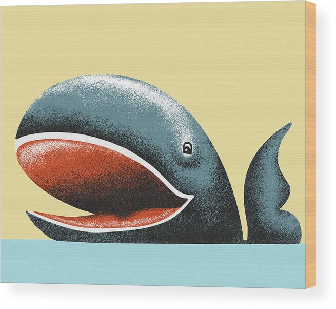 Animal Wood Print featuring the drawing Smiling Whale by CSA Images