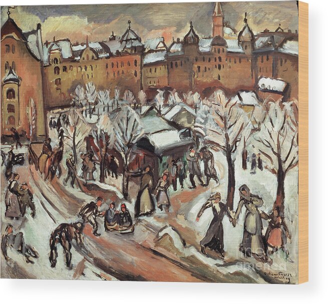 Art Wood Print featuring the drawing Snow In Munich by Heritage Images