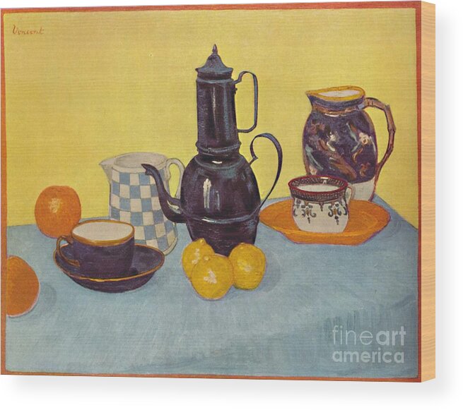 Orange Color Wood Print featuring the drawing Still Life With Coffee Pot by Print Collector