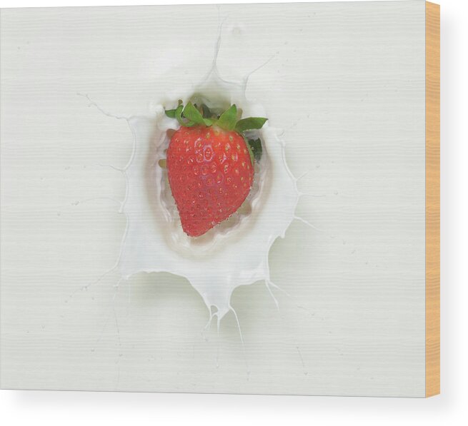 Milk Wood Print featuring the photograph Strawberry Milk Splash by Chris Stein