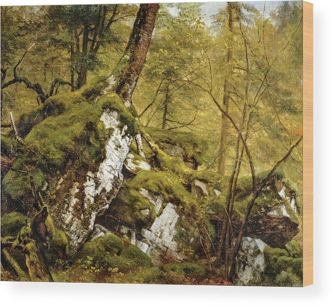 Asher Brown Durand Wood Print featuring the painting Study of a Wood Interior by Asher Brown Durand