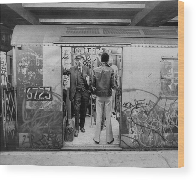 Working Wood Print featuring the photograph Subway Riders Head For Work On A by New York Daily News Archive