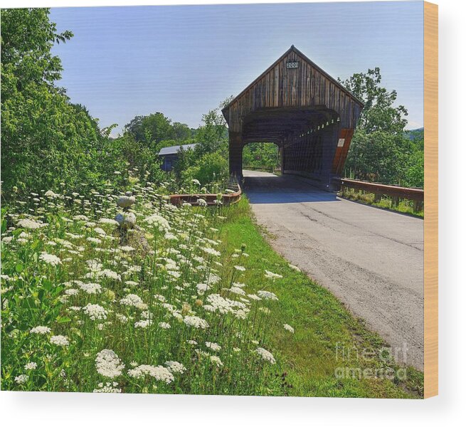 Vermont Wood Print featuring the photograph Summer at the Twin Willard Covered Bridge by Steve Brown