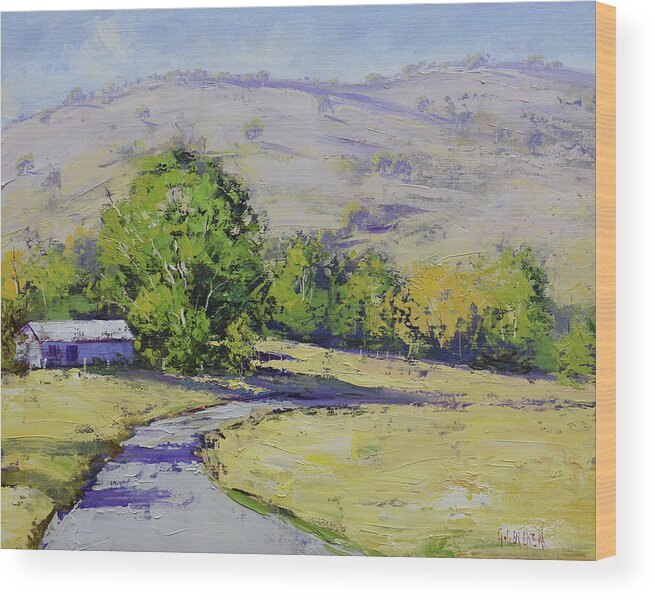 Nature Wood Print featuring the painting Summer day tumut by Graham Gercken