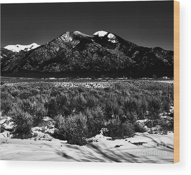 Santa Wood Print featuring the photograph Taos mountain in the Zone by Charles Muhle