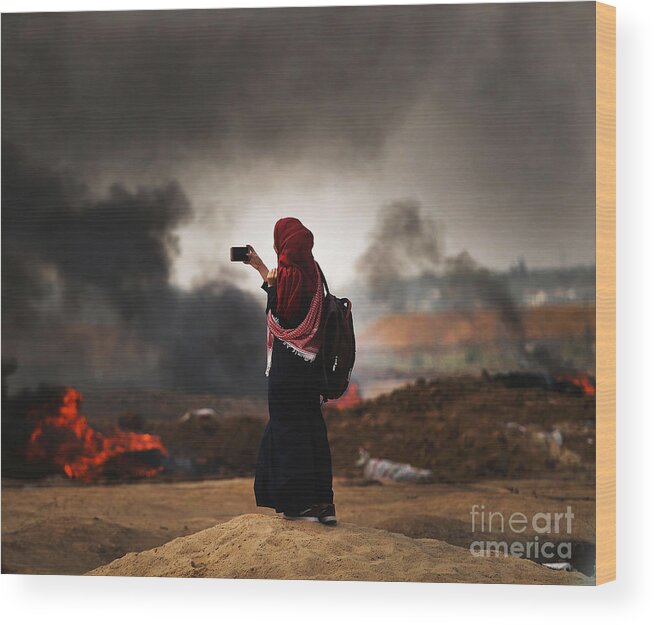Palestinian Territories Wood Print featuring the photograph Tensions In Gaza Remain High by Spencer Platt