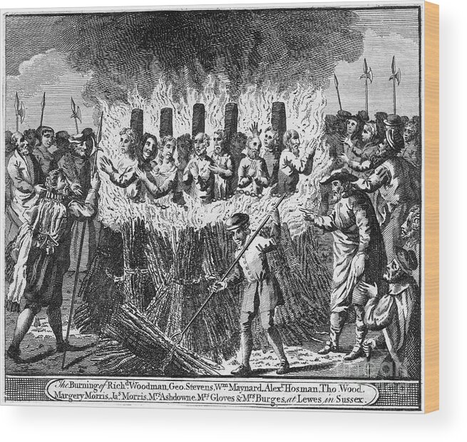 Engraving Wood Print featuring the drawing The Burning Of Richard Woodman And Nine by Print Collector