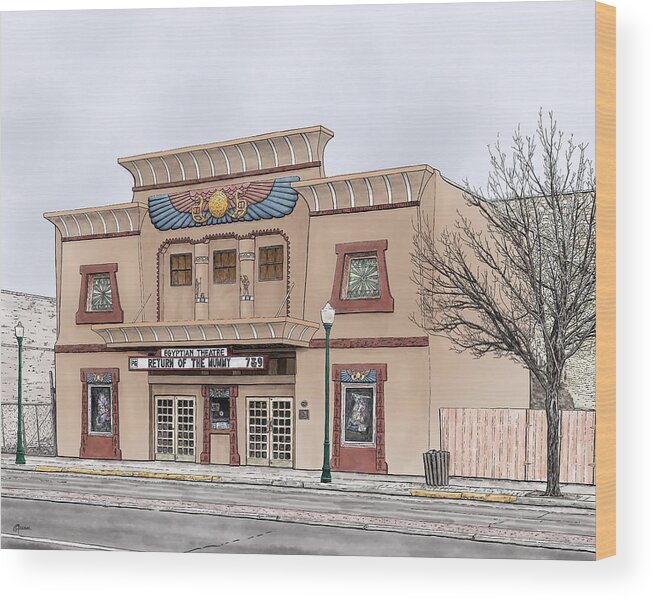 Egyptian Wood Print featuring the digital art The Egyptian Theatre by Rick Adleman