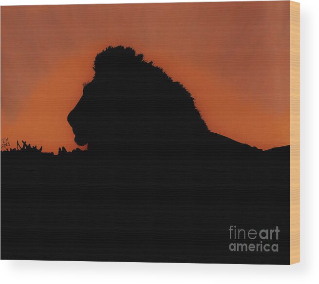 Lion Wood Print featuring the drawing The Lion King by D Hackett