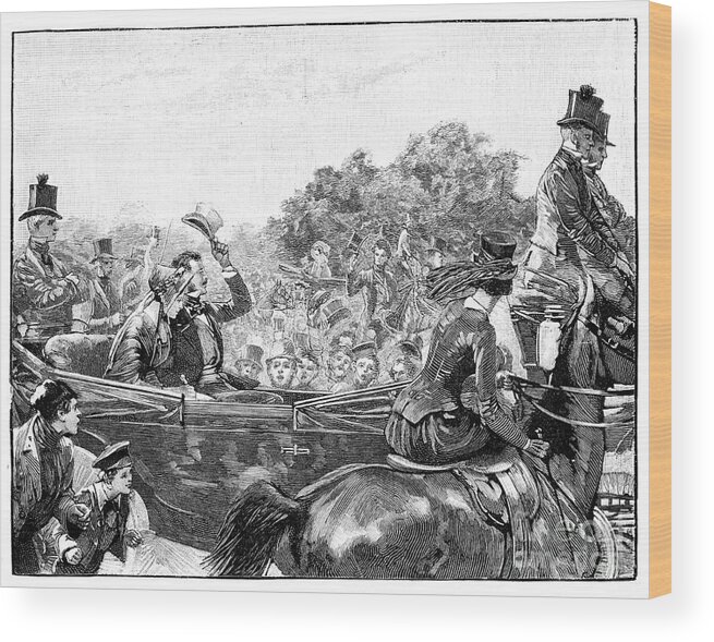 Horse Wood Print featuring the drawing The Queens Reception In Hyde Park by Print Collector
