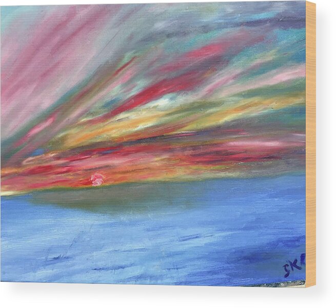 Sunset Wood Print featuring the painting The Red Sunset by Susan Grunin