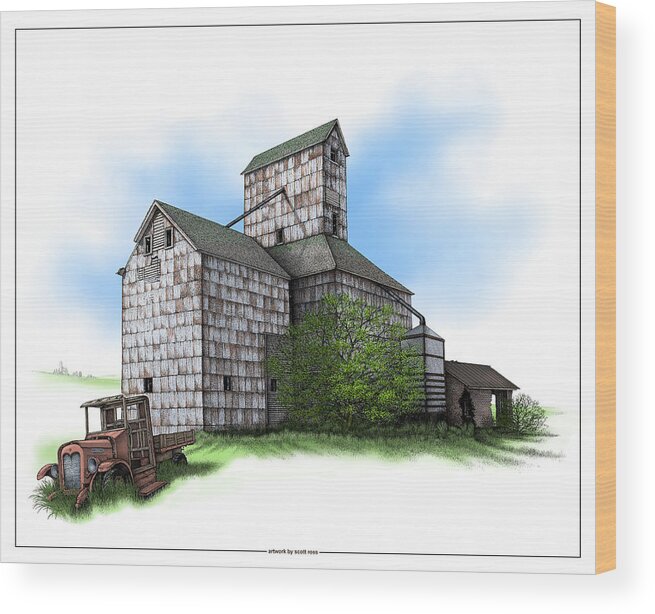 History Wood Print featuring the digital art The Ross Elevator Summer by Scott Ross