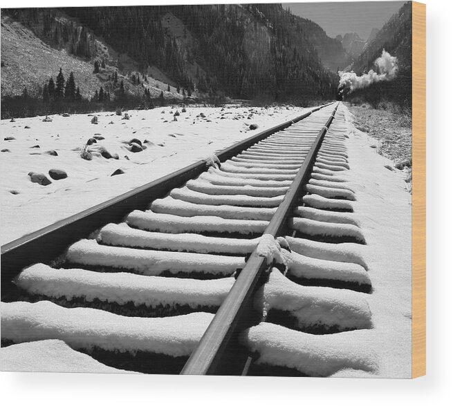Train Wood Print featuring the photograph The Steam Train in Snow by Jonathan Thompson