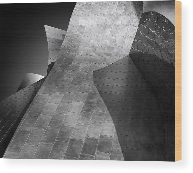 Disney Concert Hall Wood Print featuring the photograph Titanium Shapes by Helena Garca