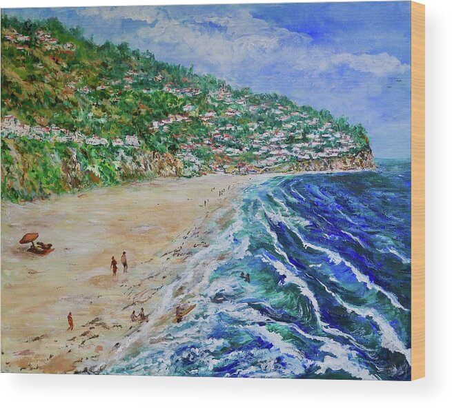 Torrence Beach Wood Print featuring the painting Torrance Beach, Palos Verdes Peninsula by Tom Roderick
