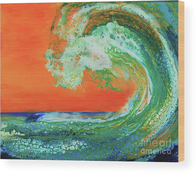 Seascape Wood Print featuring the painting Tropical Wave by Jeanette French