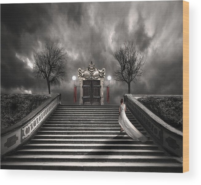 Creative Edit Wood Print featuring the photograph Tryst With The Fall by David Senechal Photographie (polydactyle)
