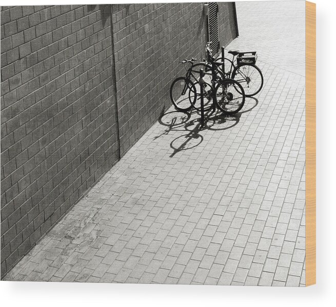 Shadow Wood Print featuring the photograph Two Biks At Rome by Massimiliano Bonanni