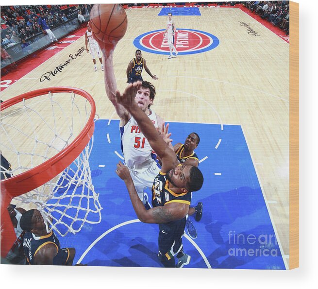 Nba Pro Basketball Wood Print featuring the photograph Utah Jazz V Detroit Pistons by Brian Sevald