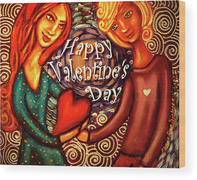 Valentine Couple Wood Print featuring the painting Valentine Couple by Cherie Roe Dirksen