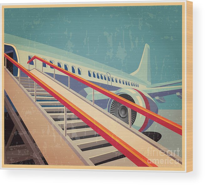 Plane Wood Print featuring the digital art Vector Illustration On The Theme by Andrii Stepaniuk