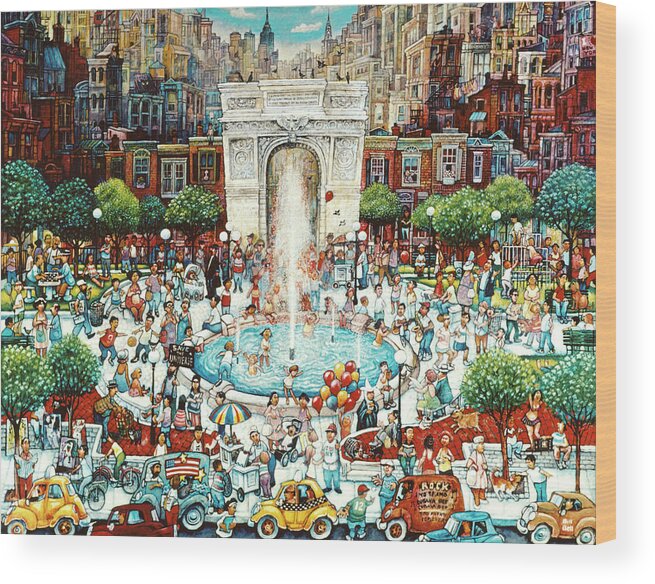 Washington Square Wood Print featuring the painting Washington Square by Bill Bell