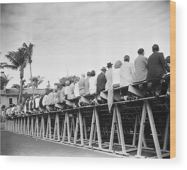 Crowd Wood Print featuring the photograph Watching Tennis At The Everglades Club by Bert Morgan