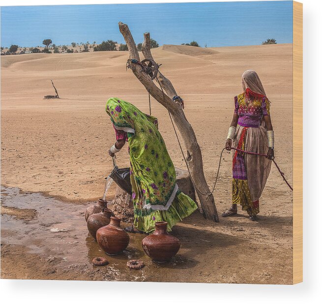 Water Wood Print featuring the photograph Water Carriers by Sayyed Nayyer Reza
