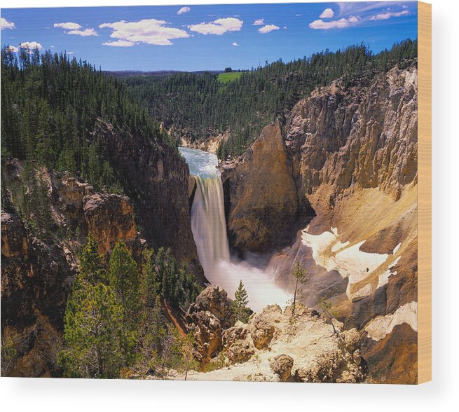 Scenics Wood Print featuring the photograph Waterfall, Yellowstone National Park by Robert Glusic