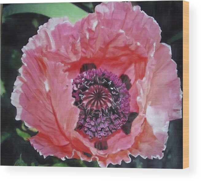 Flowers Wood Print featuring the painting Wavy Petals by Cara Frafjord