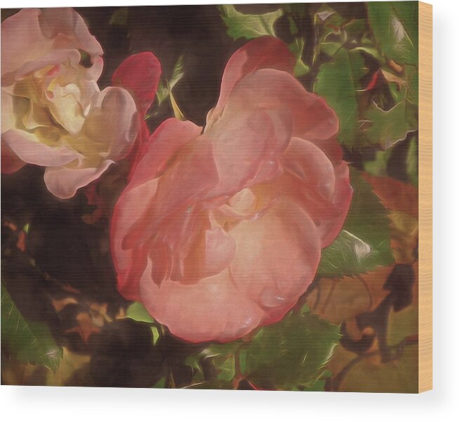 Rose Wood Print featuring the mixed media Weeping Rose by Lynda Lehmann