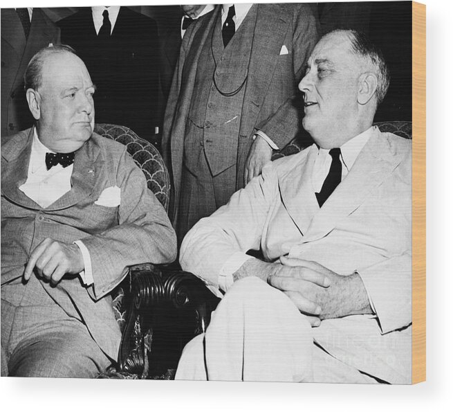 Mature Adult Wood Print featuring the photograph Winston Churchill And Franklin D by Bettmann