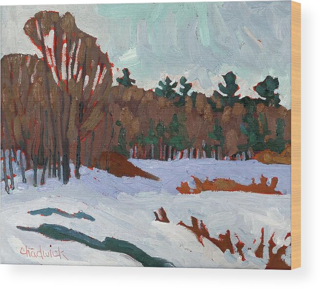 2230 Wood Print featuring the painting Winter on Long Reach Lane by Phil Chadwick