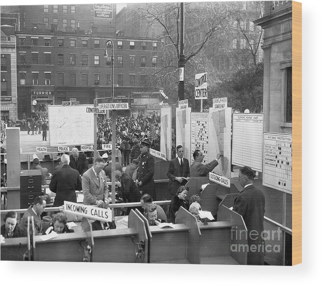 Wind Wood Print featuring the photograph Wwii Air Raid Drill In New York City by Bettmann