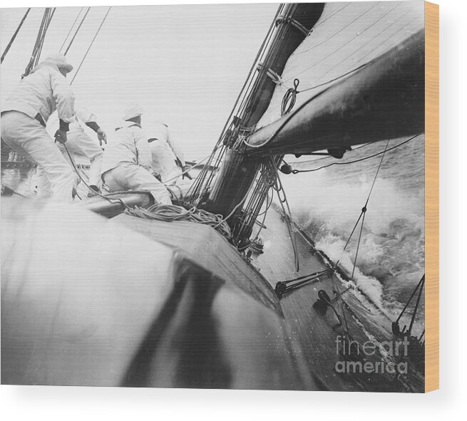 People Wood Print featuring the photograph Yacht Deck Awash In Seas by Bettmann