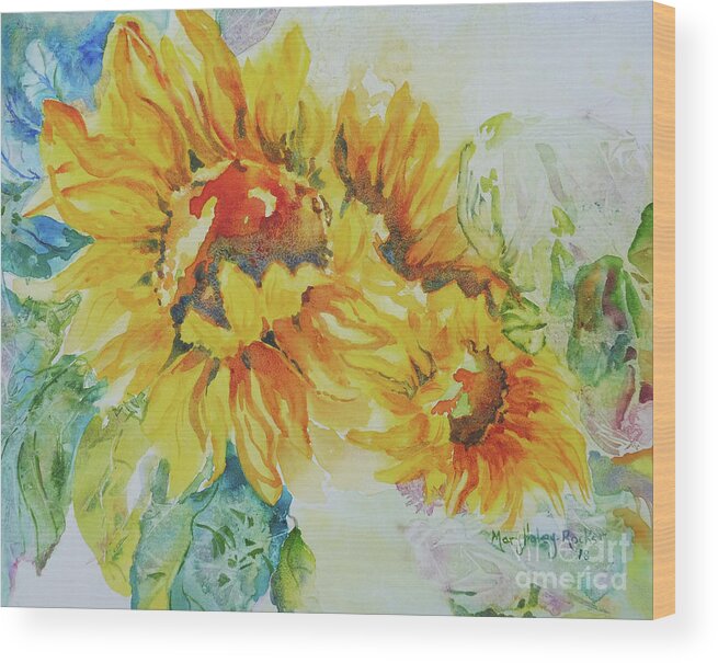 Sunflower Wood Print featuring the painting Yellow Beauty by Mary Haley-Rocks