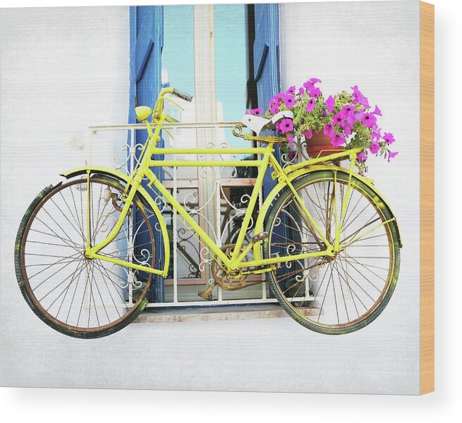 Bike Wood Print featuring the photograph Yellow Bike by Lupen Grainne