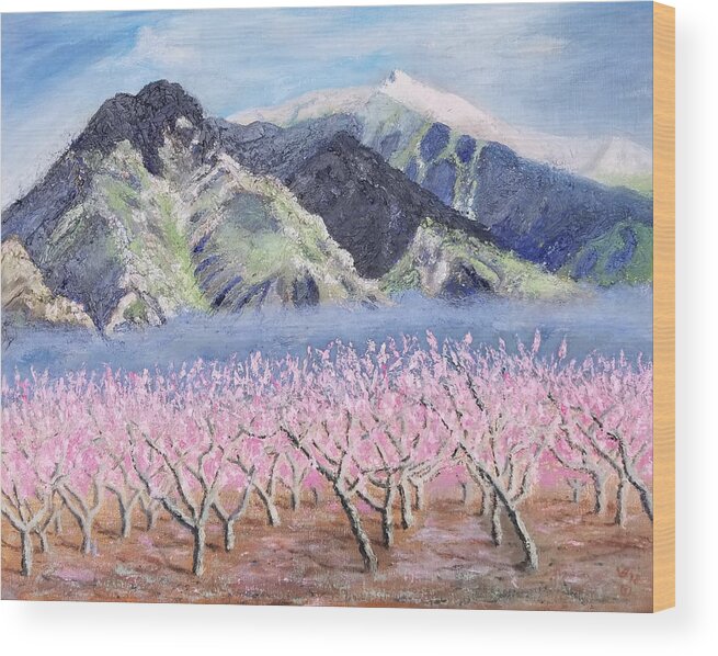 Mountain Wood Print featuring the painting Yolande's Canigou by Vera Smith