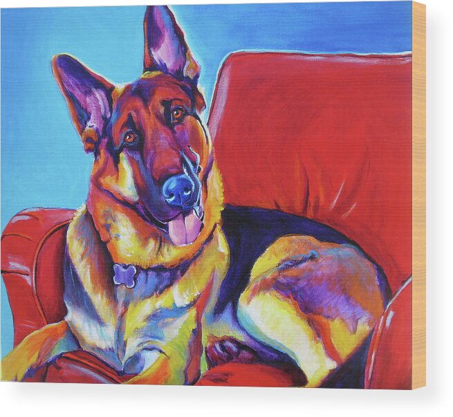 Dog Wood Print featuring the painting Zeke by Dawgart