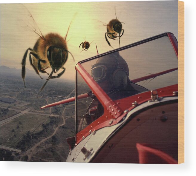 Fantasy Wood Print featuring the photograph Bee Attack 2 by Jim Painter