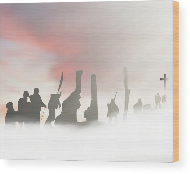 Soldiers Wood Print featuring the mixed media Christian Soldiers in the Sky #1 by Bob Pardue