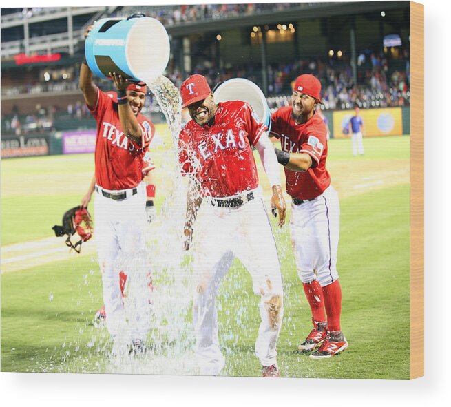 People Wood Print featuring the photograph Elvis Andrus and Rougned Odor #1 by Rick Yeatts