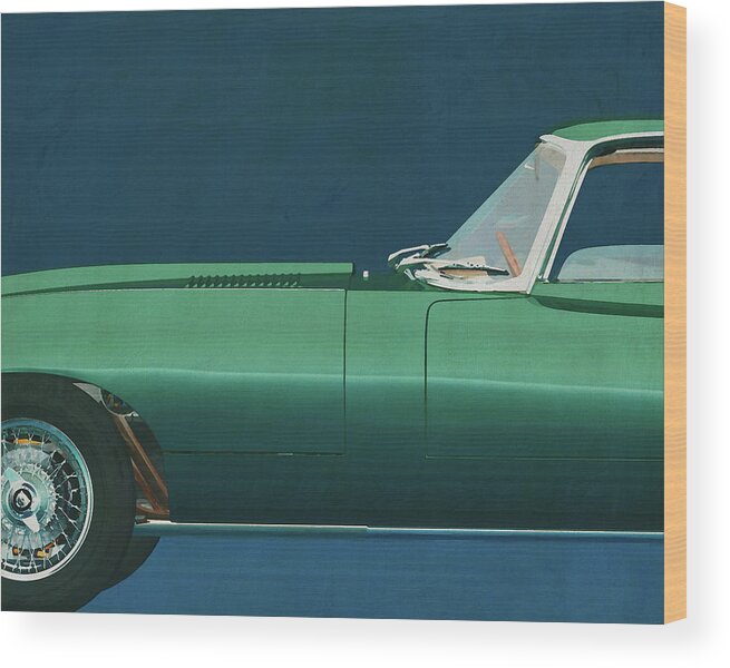 Jaguar Wood Print featuring the painting Jaguar E-Type 1960 #1 by Jan Keteleer