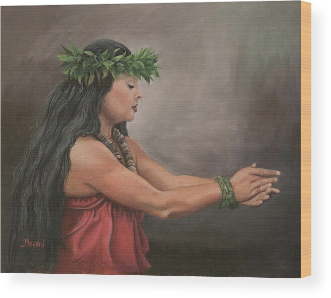 Hawaiian Wood Print featuring the painting Mele #1 by Megan Collins