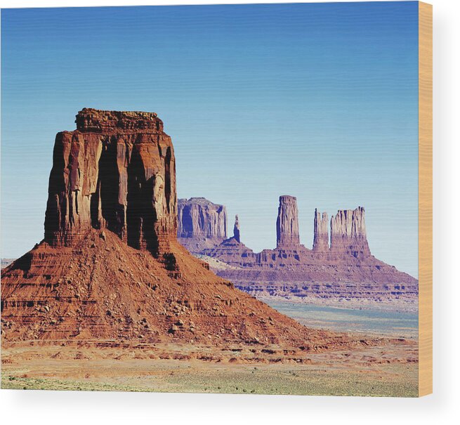 Landscape Wood Print featuring the photograph Monument Valley #2 by Mango Art